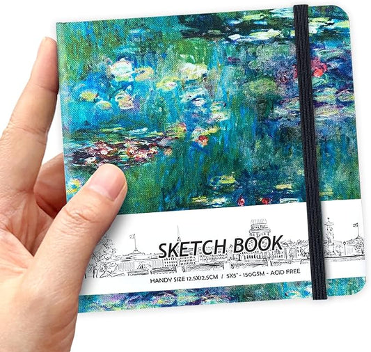 5" x 5" Hardcover Sketch Book,58 Sheets Small Mixed Media Pocket Sketch Pad