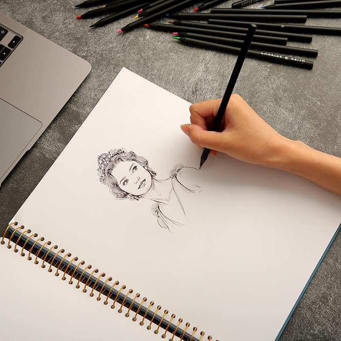 Yoment 9"x12" Hardcover Sketchbook for Drawing，120 Sheets，100GSM | Blue,Spiral Bound Sketch Pad Premium Art Sketchbook Artistic Drawing Paper Pad for Kids Adults Beginners Artists