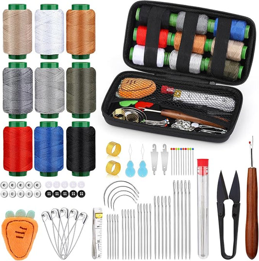 TLKKUE Sewing Kit, Travel Sewing Kit with Upholstery Threads and Needles | Hand Sewing Needles Curved Needle Seam Ripper, Needle and Thread Kit for Sewing Repair Clothing DIY (9 Colors Thread)