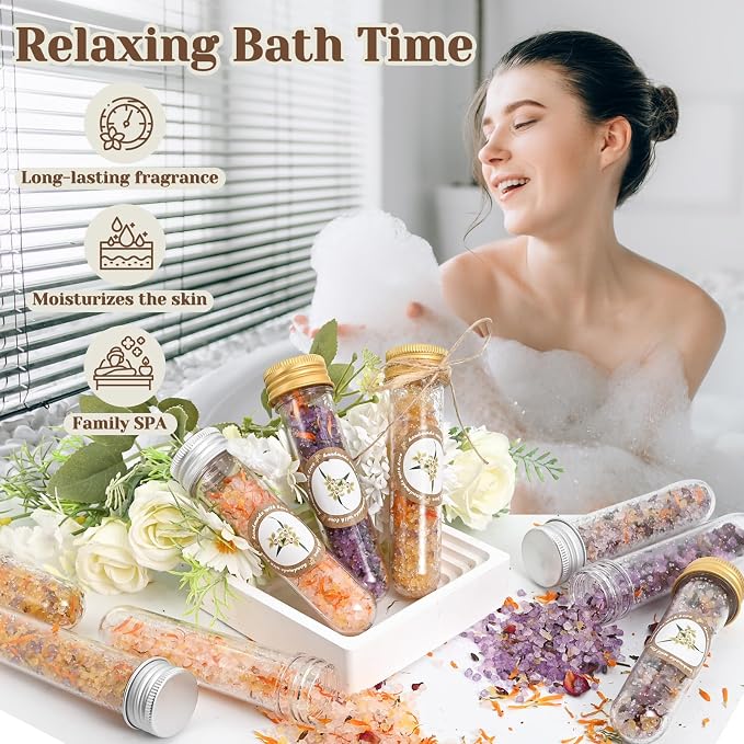 JUYRLE Bath Salts Making Kit- 31PCS DIY Bath Salts Making Kit, Make Your Own Sea Bath Salt, Relaxation Gifts for Women, Lavender, Rose, Body Care Spa Set, Organic Salt Scrubs Gifts for Women & Men