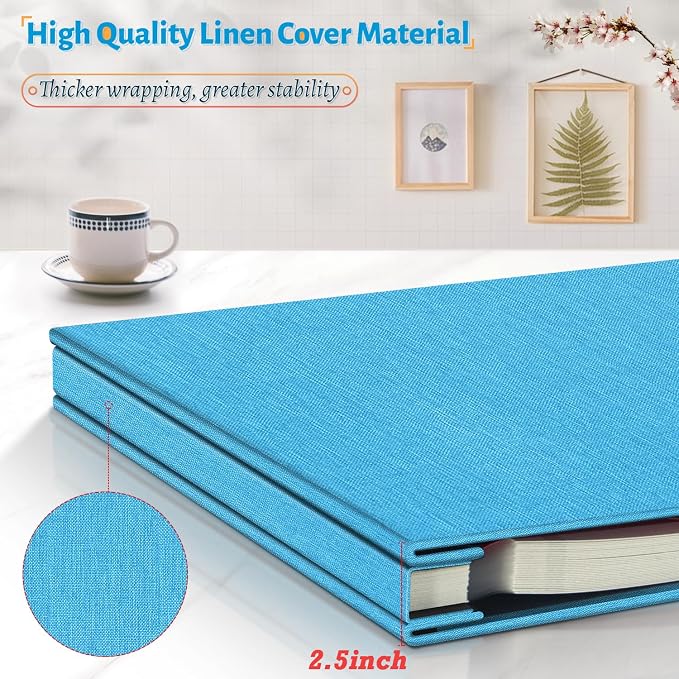 Artfeel Photo Album Self Adhesive Scrapbook,120 Pages Large Photo Book for 4x6,5x7,8x10 Pictures,DIY Album for Baby Wedding Family Travel Birthday,with Metallic Pen and Scraper