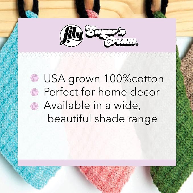 Lily Sugar'n Cream Super Size, Soft Cotton Crochet Yarn, Mod Blue 6-Pack