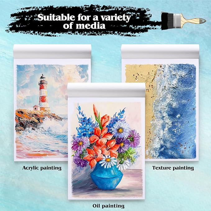 Prudiut Canvas Paper Pad 9x12 in, 25 Sheets, 180 GSM, Glue Bound | Canvas-Textured Surface, for Acrylic & Oil Painting, Easy Tear-Off Pages, for Students, Kids & Hobbyists