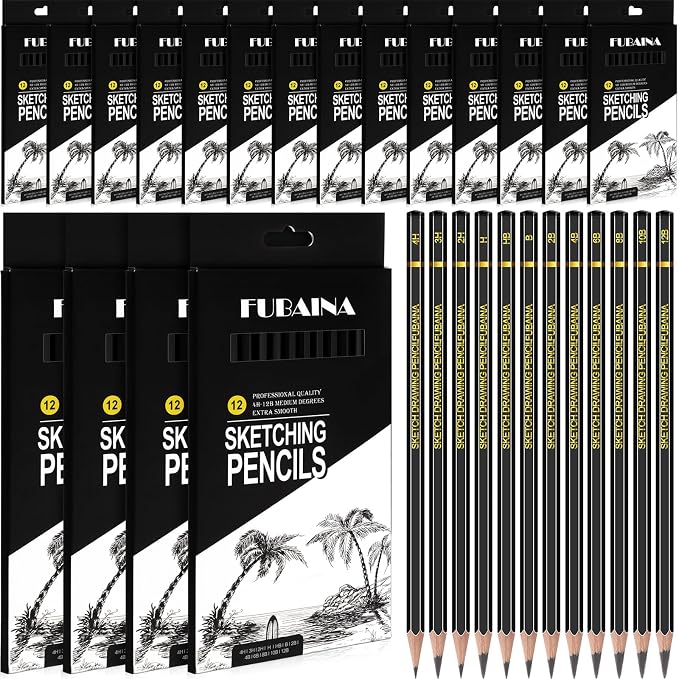 216 Pcs Sketching Pencils, 12B-4H Graphite Drawing Pencils | Art Set for Artists Beginners, Bulk Supply for Studios, Charcoal Graphite Blend, Shading Sketching, Gift-ready Packaging