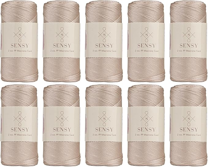 S Sensy 2mm - Premium Polypropylene Macrame Cord 10 Skeins Latte 252 Yards