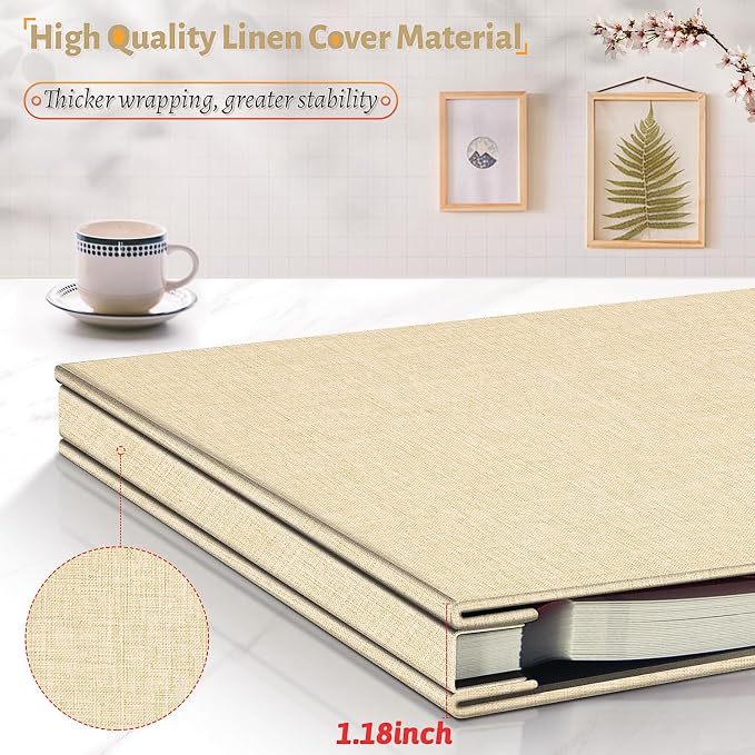 Artfeel Photo Album Self Adhesive Scrapbook,60 Pages Large Photo Book for 4x6,5x7,8x10 Pictures,DIY Album for Baby Wedding Family Travel Birthday,with Metallic Pen and Scraper