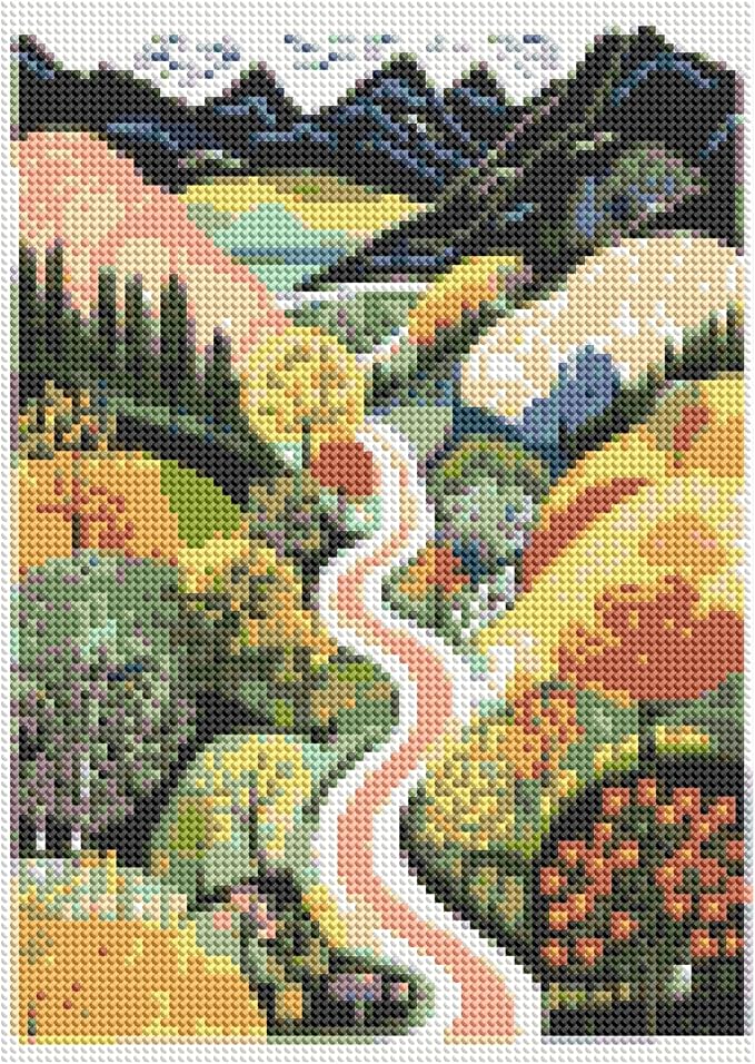 DOTSOPS Landscape Diamond Art Painting Kits Round Full Drill 11.8 x 15.7 in | DIY Paint by Diamonds for Adults,Beginner Craft Home Wall Decoration Gift