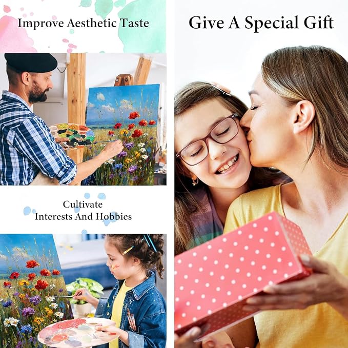mrpwnle Paint by Numbers Kit for Adults, Wild Flowers Paint by Numbers Kits | Flowers Paint by Number Adult Easy Canvas Paint by Numbers for Adults DIY Oil Painting Kits for Home Decor Gifts 16x20in