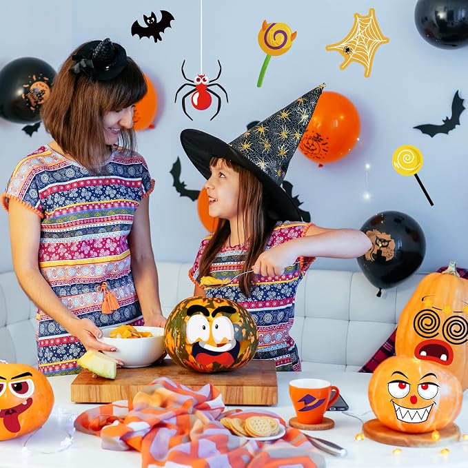 OHOME Halloween Party Favors - 36 Pack DIY Pumpkin Face Stickers for Kids - Halloween Games Toys Gifts Crafts Treats Accessories - Trick-or-Treat Pumpkin Decorations Activities Party Supplies