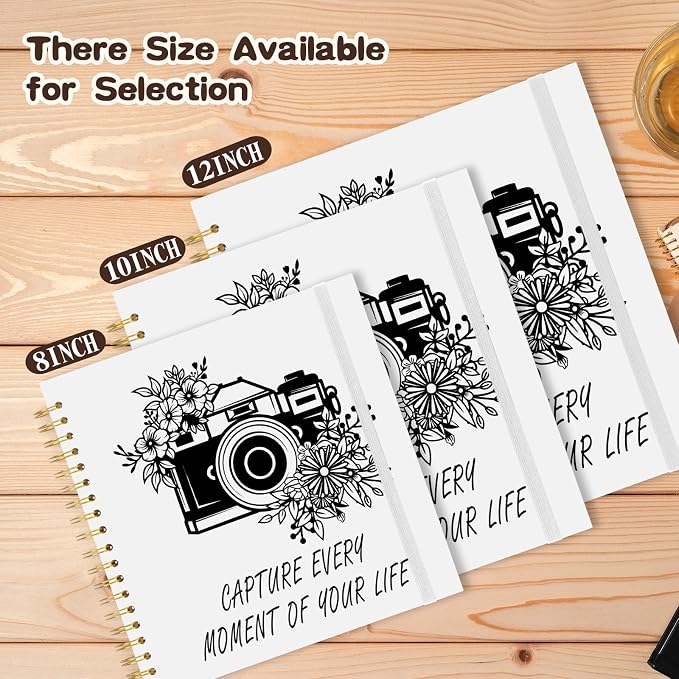 Scrapbook Album 10x10 inch, Travelling Journal Scrap Book Family Scrapbook Scrapbooking Supplies Kits Gift for Couples Anniversary Wedding (white, 10 x 10 inch)
