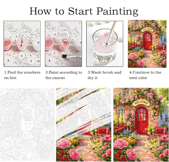 ZRIZQ Flowers Paint by Numbers Kit for Adults Beginner,Garden,16x20