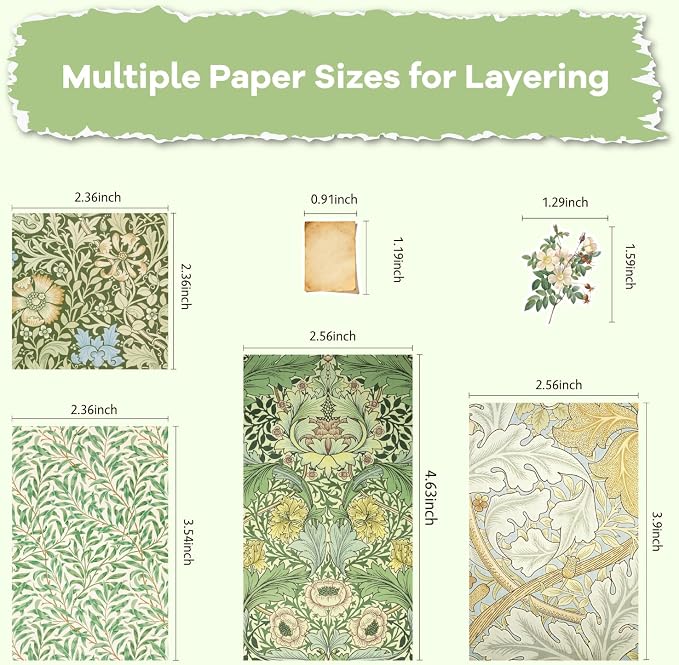 440PCS Vintage Scrapbook Supplies Kit – 360 Sheets Decorative Papers & 80Pcs Aesthetic Botanical Stickers, Retro Ephemera Pack for Journaling, Planners, DIY Collage