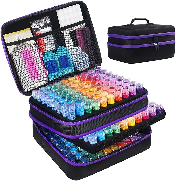 Douorgan Diamond Painting Storage Containers 240 Slots Diamond Painting Accessories and Tools Portable Diamond Painting Organizer Shockproof Diamond Art Storage Case Beads Storage Box(240 Jars)