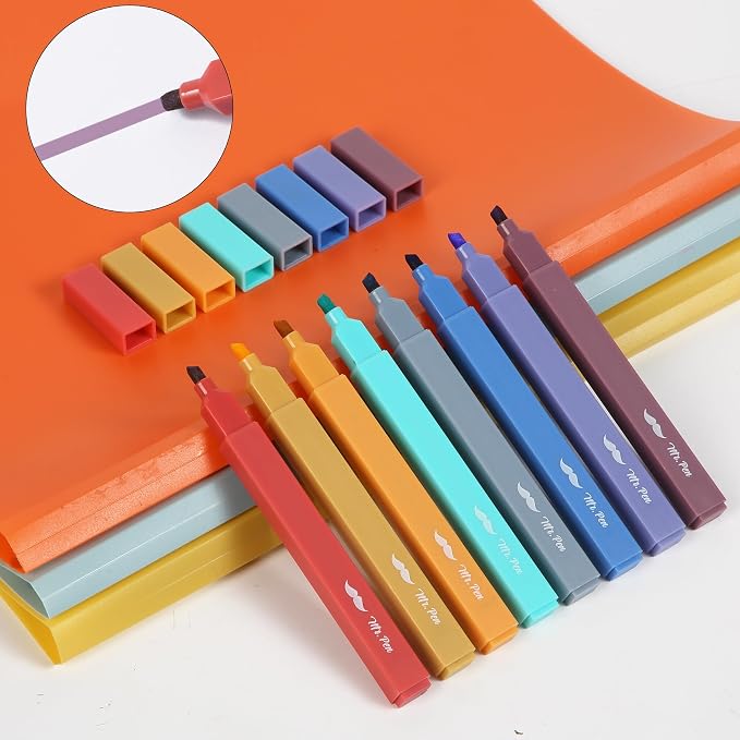 Mr. Pen- Aesthetic Highlighters No Bleed, 8 Pack, Assorted Colors | Chisel Tip, Cute Highlighters Assorted Colors for Journaling, Highlighting, Underlining, Fast Dry, Back to School Supplies