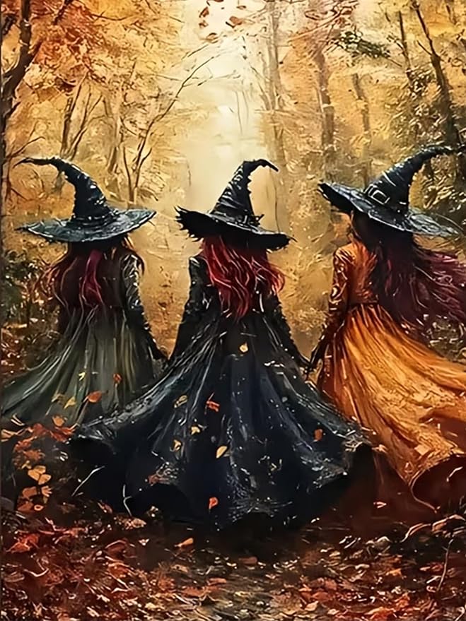 XUCNWL Halloween Diamond Art Kits for Adults,Forest Witch Diamond Painting