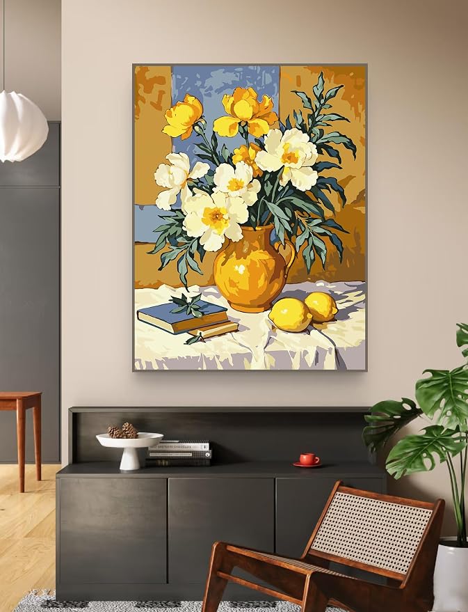 ZRIZQ Flowers Paint by Numbers Kit for Adults Beginner,Vintage,16x20