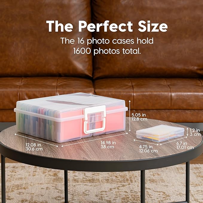 IRIS USA Photo Storage Box |Made in USA| 16 Cases - Clear