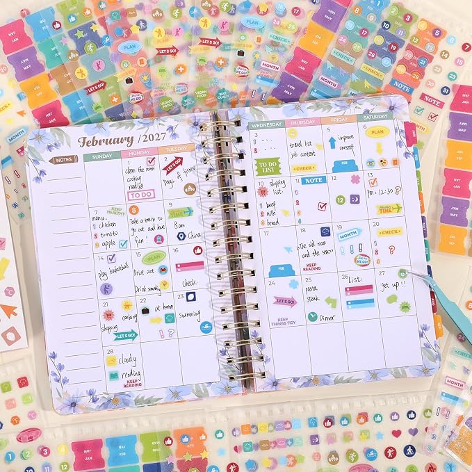 1200+ Monthly Planner Stickers for Women & Men - Aesthetic Happy Planner Accessories Enhance and Streamline Your Planner, Journal and Calendar, PET Material Bullet Journal Sticker Book for Daily Life