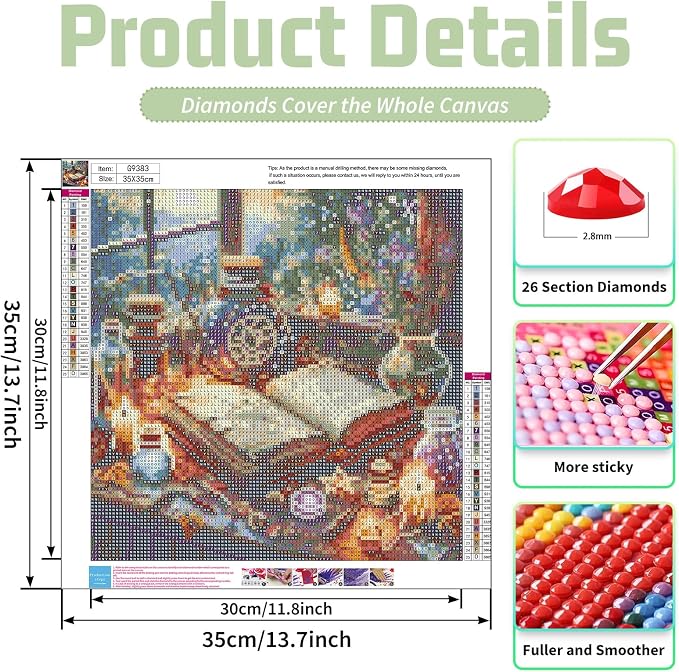 Magic Book Diamond Painting Kits for Adults, Diamond Art Kits, 14x14 in
