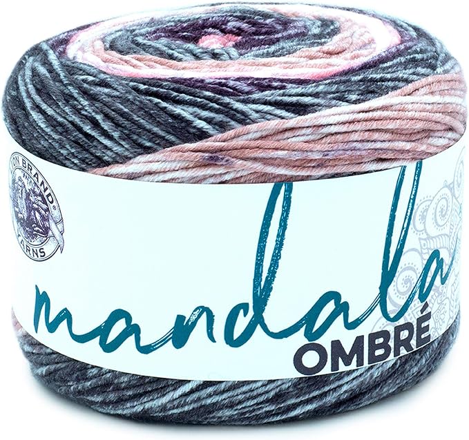 Lion Brand Yarn, Mandala Ombré Yarn, Felicity, Pink Multicolor, 1 Pack | Variegated Yarn for Crochet, Knit, Crafts, Soft, Acrylic Fiber for Blankets, Worsted Weight Sweaters, Colorful Shawls