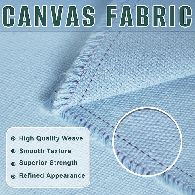 10oz Heavy Duty Cotton Canvas Fabric 60" x 40", Thick Cotton Duck Cloth for Painting, Sewing, Crafts, Tote Bags, Embroidery, Home Decor, Drop Cloth (Light Blue)