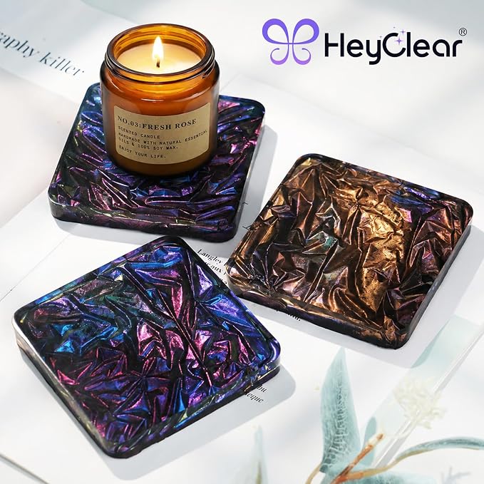 HeyClear Coaster Resin Molds Silicone, 6-Cavity Square Epoxy Resin Mold | for Crafts DIY Tray, Cup Coasters, Flower Bouquet Preservation, Resin Art, Home Decoration, Flexible, Easy to Clean & Demold