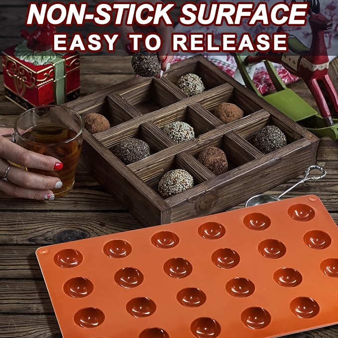 Lerykin Mini 24-Cavity Semi Sphere Silicone Molds Non-Stick, 2 Packs Half Sphere Silicone Baking Molds for Making Jelly, Chocolates and Cake