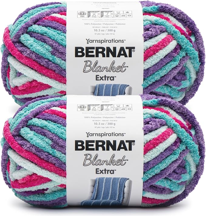 Bernat Blanket Extra, Chunky Yarn for Crocheting, Unicorm, 2-Pack
