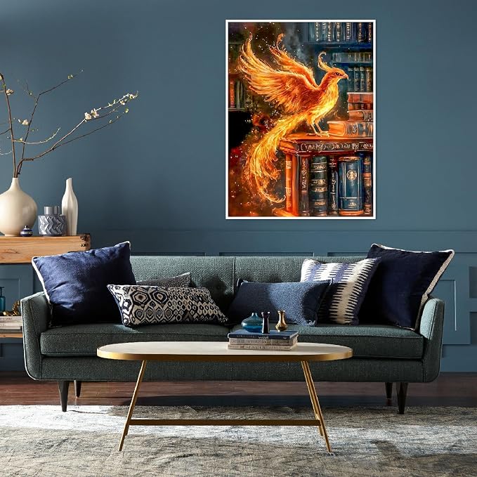 Phoenix Diamond Art Kits for Adults, Diamond Painting Kits for Beginner | Fire Magic Diamond Dots Full Drill Crafts for Gem Art Dot Art for Adults Home Wall Decor for Teens Boys Girls 5D DIY 12x16 in