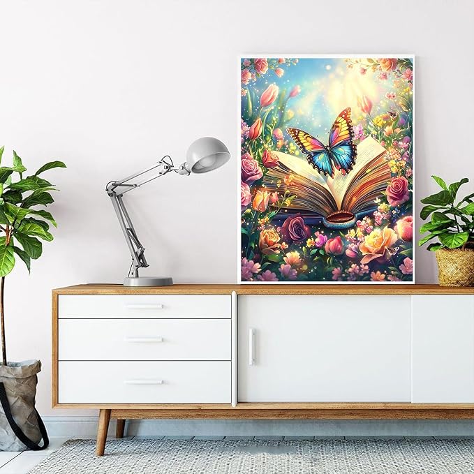 Book Paint by Numbers Kit for Adults, Paint by Number for Adults 16x20 Inch | Adult Paint by Number Kits on Canvas, DIY Acrylic Oil Easy Painting by Numbers for Home Wall Decor Frameless
