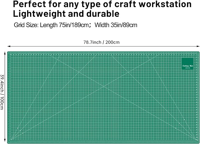 Headley Tools 39.4'' X 78.7'' Thickened Self Healing Cutting Mat, Rotary Cutting Sewing Mat for Crafts, Durable 5-Ply Table Cutting Board for Fabric Quilting Leather Hobby Project, (Green)