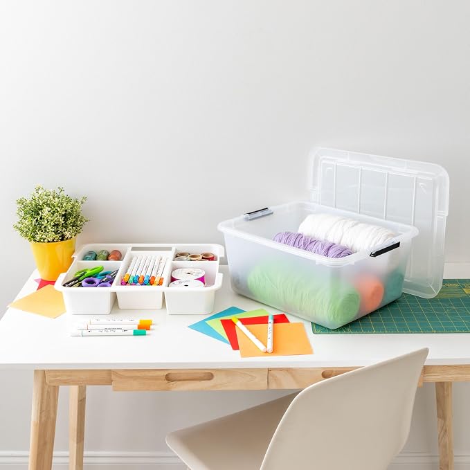IRIS USA 18 Quart Clear Storage Organizer with Removable Dividers