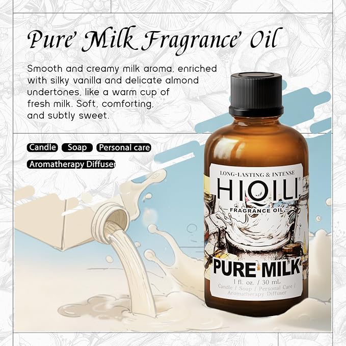 HIQILI Pure Milk Fragrance Oil for Soap Making & Body Wash - 1 Fl Oz