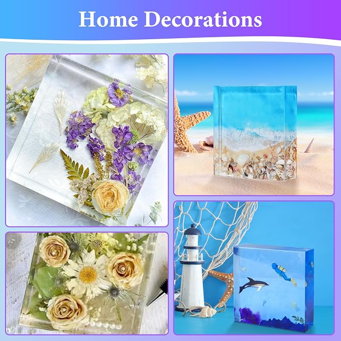 Large Square Resin Molds, Square Silicone Mold for Epoxy Resin | Large Mold for Flower Preservation, Deep Pour Molds for Decoration, Valentine's Day