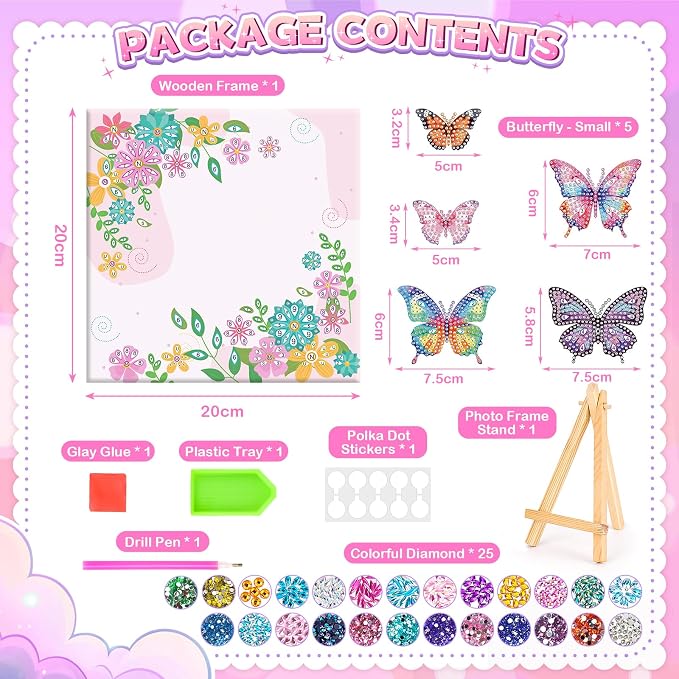 Arts and Crafts for Kid Age 8-12, Diamond Art Butterfly Girl Birthday Gift