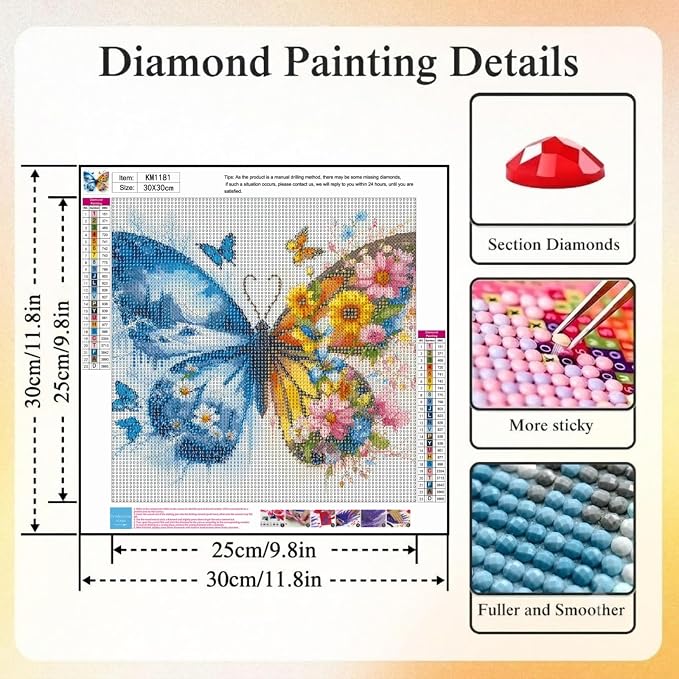 4 Pack 5D Butterfly Diamond Art kits for Adults Beginners 11.8x11.8 Inch | Four Seasons Landscape Diamond Painting Kit, DIY Full Round Drill Paint by Diamonds Dot Gem Art for Adult, Home Wall Decor
