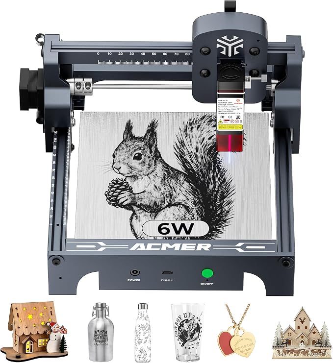 ACMER S1 Laser Engraver Machine, 6000mW Lazer Cutter for Wood and Acrylic