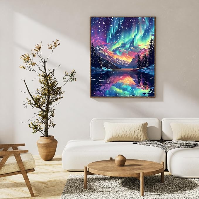 Paint by Numbers Kit for Adults, Aurora Borealis & Mountain, 16x20 Inch