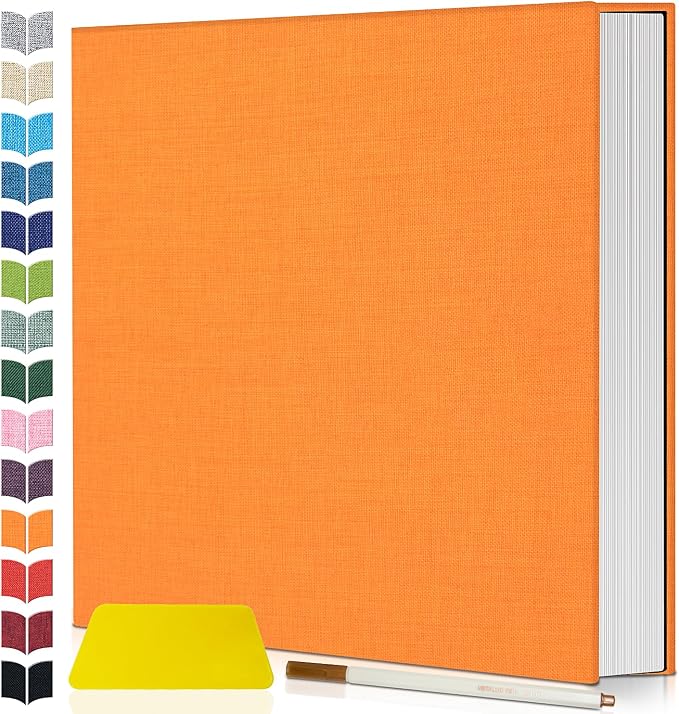 Artfeel Photo Album Self Adhesive Scrapbook,60 Pages Large Photo Book for 4x6,5x7,8x10 Pictures,DIY Album for Baby Wedding Family Travel Birthday,with Metallic Pen and Scraper