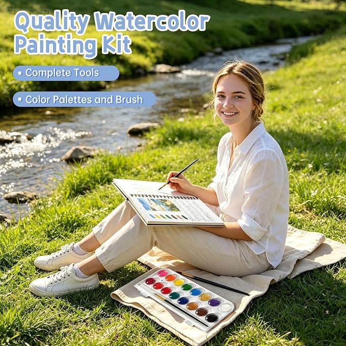 Watercolor Workbook, 16 Colors Watercolor Books Paint Set for Adults Teens