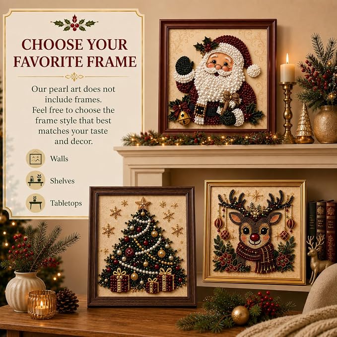 LJSCQF DIY Christmas Pearl Diamond Painting Art Kit with Frame, Home Wall Decor Art Craft Kit, Holiday Christmas Wall Decor, Handmade Home Decoration Gift (Wings, 7.8x7.8in)