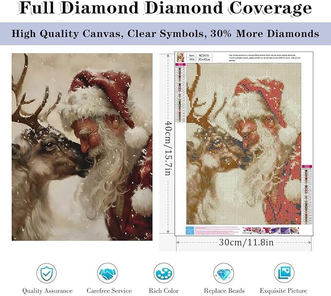 HHMATITS Christmas Diamond Art Kits for Adults 12 X 16Inch