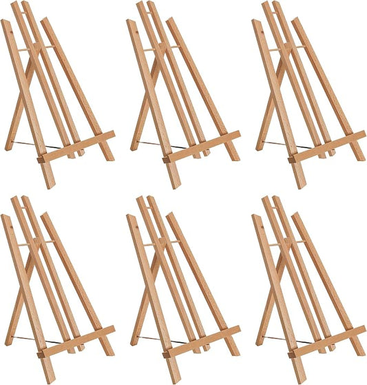 U.S. Art Supply 14" Medium Tabletop Display Easel - Beechwood, Pack of 6 | Artist Wooden A-Frame Display Stand, Easel for Painting, Canvas Stand, Classrooms Events Photo Picture Sign Holder