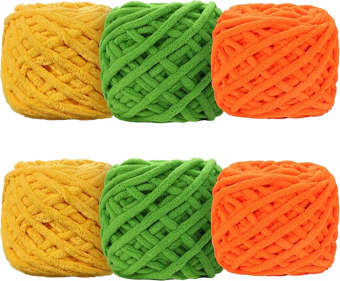 6 Pack Plush Chenille Chunky Yarn for Crocheting 100g(54.6yd) - Bulky Thick Fluffy Yarn for Knitting- Soft Velvet for Baby, Blanket Knitting Blanket Yarns- Amigurumi Yarns (B)