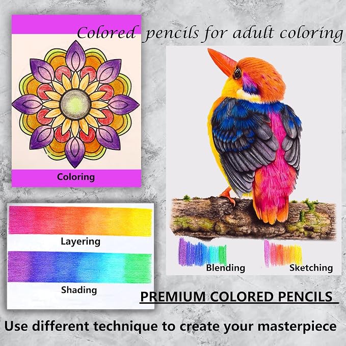 KALOUR Premium Colored Pencils,Set of 120 Colors,Artists Soft Core with Vibrant Color,Ideal for Drawing Sketching Shading,Coloring Pencils for Adults Beginners