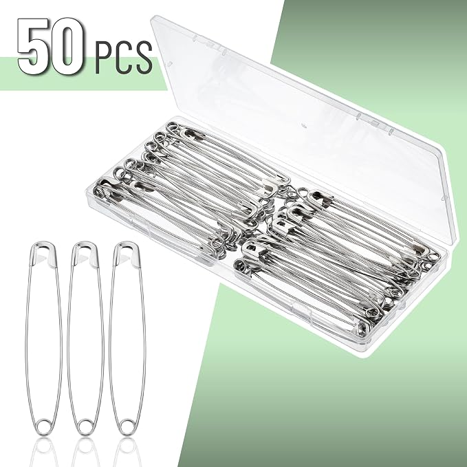 Mr. Pen- Extra Large Safety Pins, 4 Inch, 50 Pack, Silver