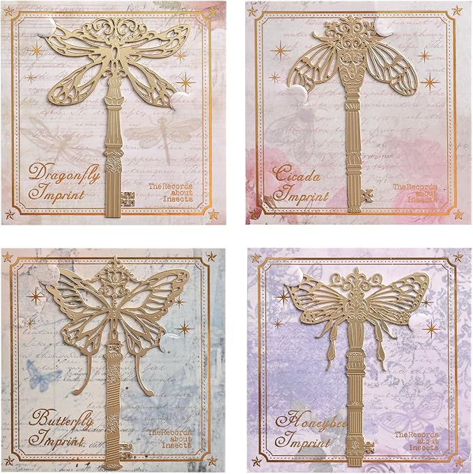 4Pcs Metal Bookmarks Vintage Golden Hollow Out Book Marks for Reading Insect Series Book Tracker Bookmarks for Reading Womon Bookmark for Book Lovers, Teacher, Students