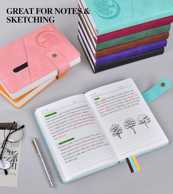 PAIBAS Lined Journal Notebook for Men, A5 Leather Journals for Writing Women, Hardcover Notebooks for Work,School,Note Taking,Travel,Business,Personal daily Diary,200 Page College Ruled (5.9" x 8.4")