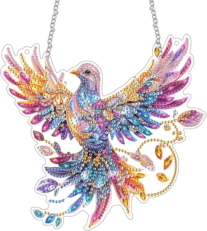 SKRYUIE Bird Hanging Pearl Diamond Art Kits for Adults Suncatcher A33 | Special Shaped Crystal DIY Hanging Diamond Painting Kit, Gift for Mother Spring Summer Window Wreath Decor 7.486 x 7.29 Inch
