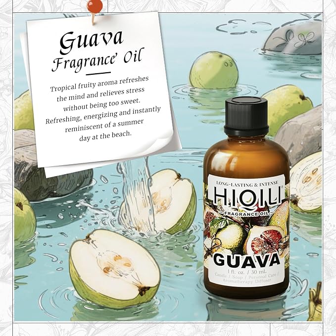 HIQILI Guava Fragrance Oil for Diffuser, Soap & Candle Making - 1 Fl Oz